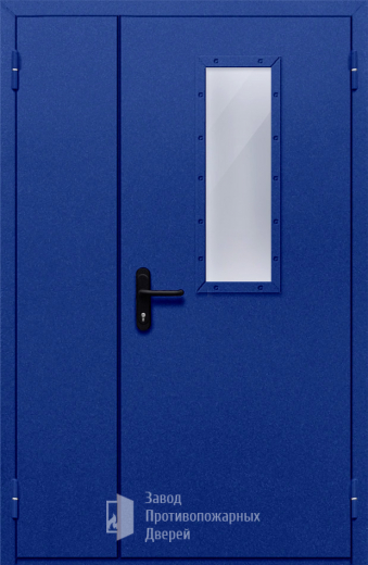 Фото двери «Полуторная со стеклом (синяя)» в Красноярску