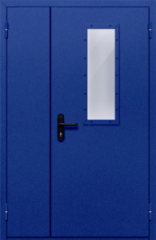 Фото двери «Полуторная со стеклом (синяя)» в Красноярску