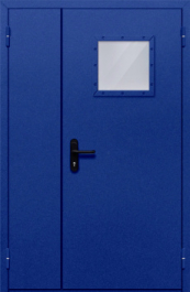 Фото двери «Полуторная со стеклопакетом (синяя)» в Красноярску